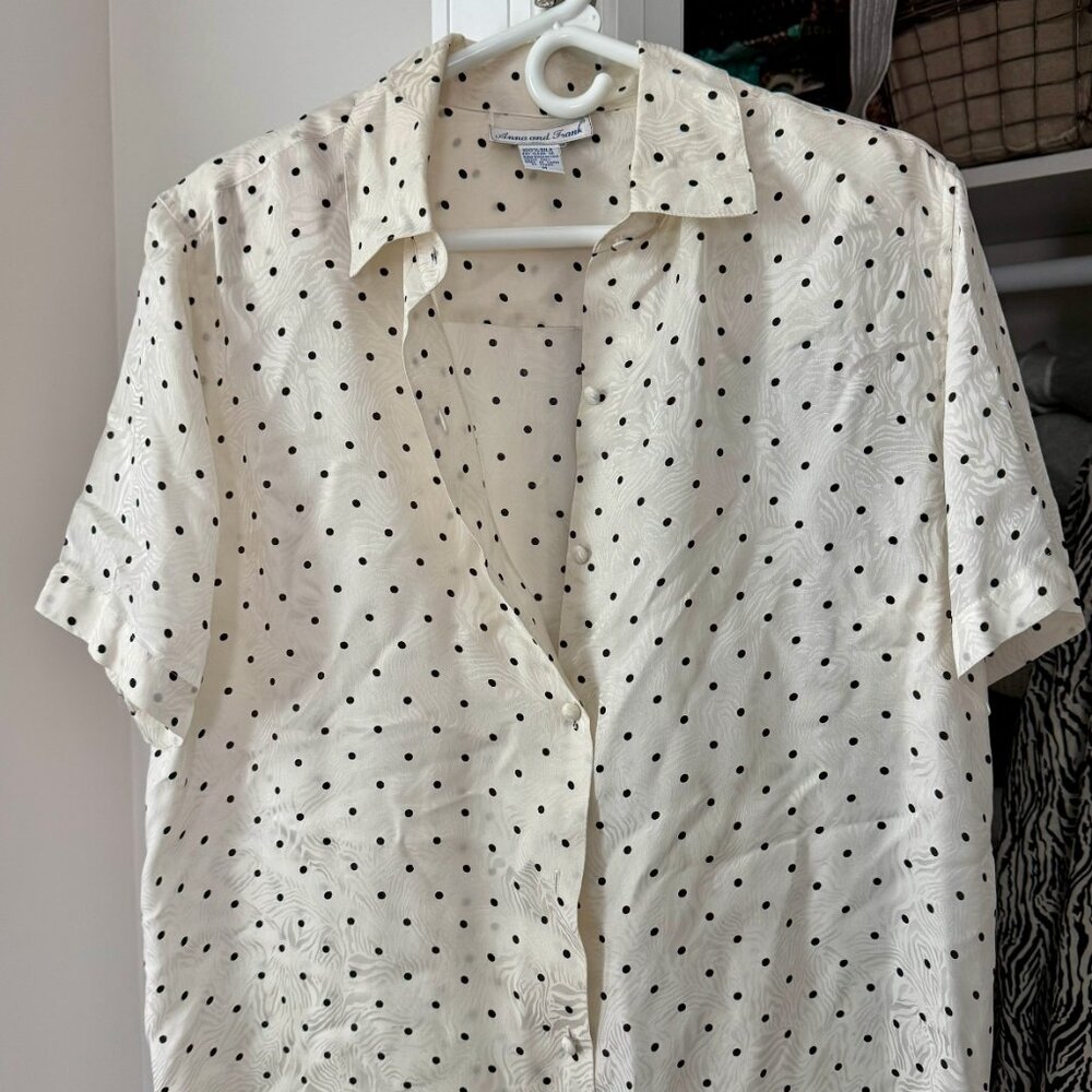 Vintage Silk Anna and Frank Polka Dot Blouse